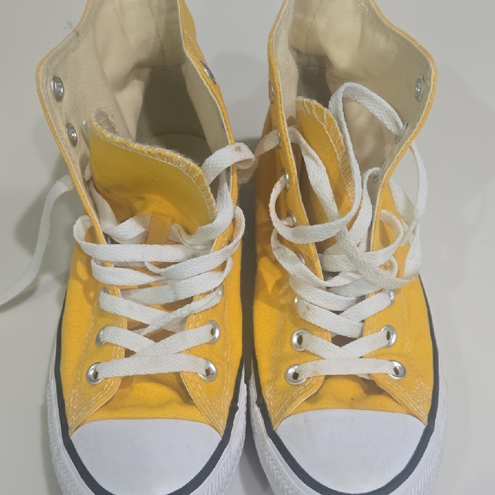 Converse Yellow and White High-Top Sneakers